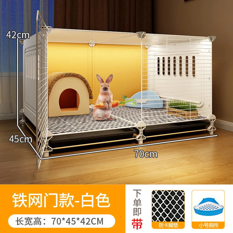 ZQ Rabbit cage Rabbit cage with toilet Rabbit  Household large guinea pig guinea pig Ornamental villa plastic
