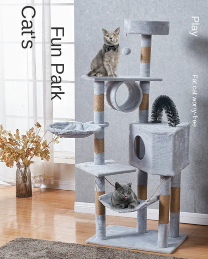 Large Cat Tree Tower with Multiple Hamocks, Scratch Tower, Villa Training Aids, Furniture, Pet Products Supplies