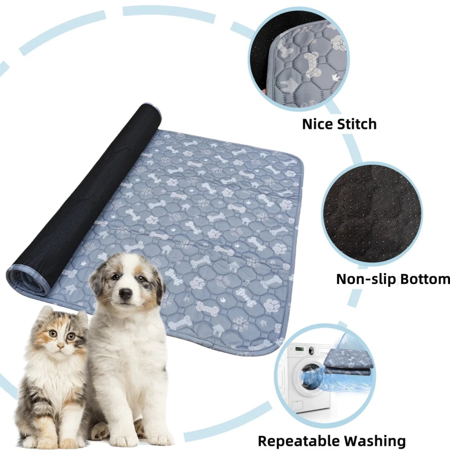 2pcs Large Pet Dog Pee Pads, Rosa Rink Washable Sleep Play Pad, Reusable Dogs Puppy Pads Pet Training Pads for Dogs winter