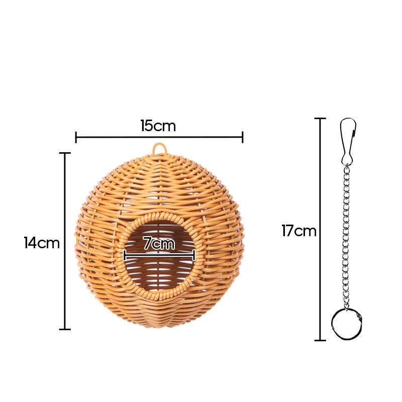 Sugar Glider Pouch Pet Glider Cage Sleep Bag for Small Animals Squirrels Marmosets Rats Hamsters Metal Frame PP Rattan Durable
