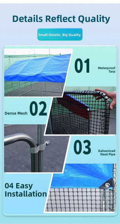 Outdoor Large Chien Coop Ventilated Poultry Cage Rainproof Chien ed Mobile Installation Durable Galvanized Steel Material