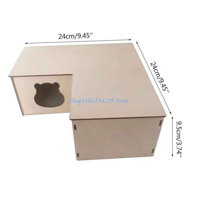 N5KC Hamster Wooden House Multi Chambers Detachable Roof Small Pet Hideout for Dwarf Hamsters Easy to Clean Habitat Decor