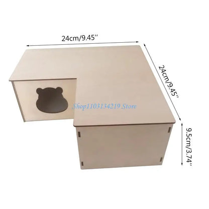 N5KC Hamster Wooden House Multi Chambers Detachable Roof Small Pet Hideout for Dwarf Hamsters Easy to Clean Habitat Decor