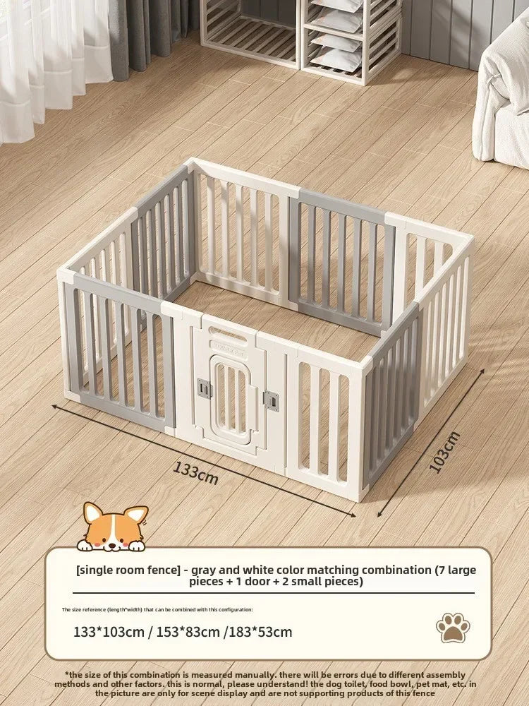 Gray and white color dog fence, foldable pet guardrail combination, small and medium-sized dog cage, indoor isolation fence