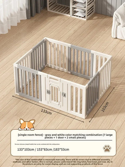 Gray and white color dog fence, foldable pet guardrail combination, small and medium-sized dog cage, indoor isolation fence