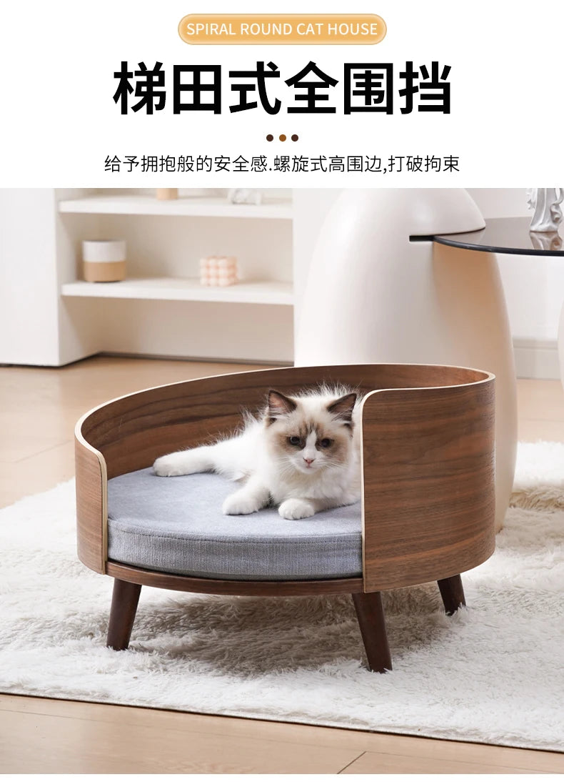 Solid wood pet nest, sofa cat t, dog bed can be dismantled and washed, small and medium-sized pets can sleep in cat bed in all