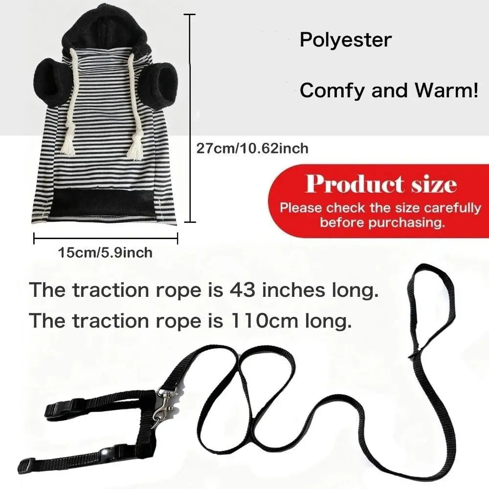 Skin Friendly Elastic Ferret Hoodie Cozy Soft Ferret Pullover Thick Fleece Stylish Drawstring Hamster Coat Daily Party