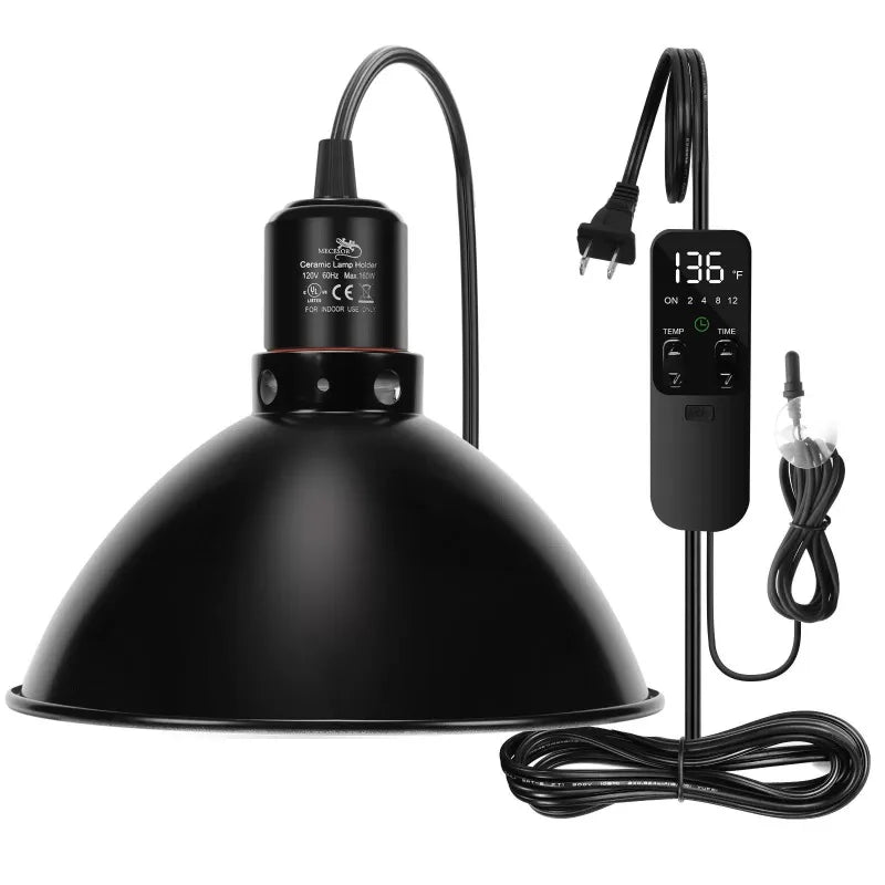Reptile Heat Lamp Dome 85 Inch with Thermostat Control for Terrarium Lighting Amphibian Habitat Accessories