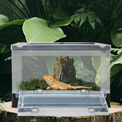 Reptiles Breeding Enclosure Cages Transparent Amphibians Habitat Box Plastic Reptile Feeding Box for Lizard Bearded Dragon