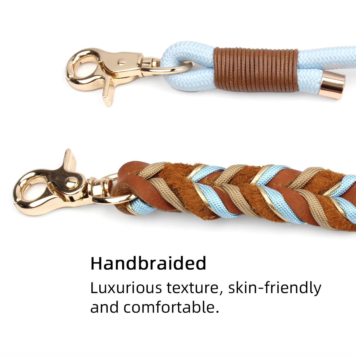 Genuine Leather Dog Leashes Multifunctional Hand-woven Crossbody And Waist Traction Rope Long And Short Nylon Round Lead Rope
