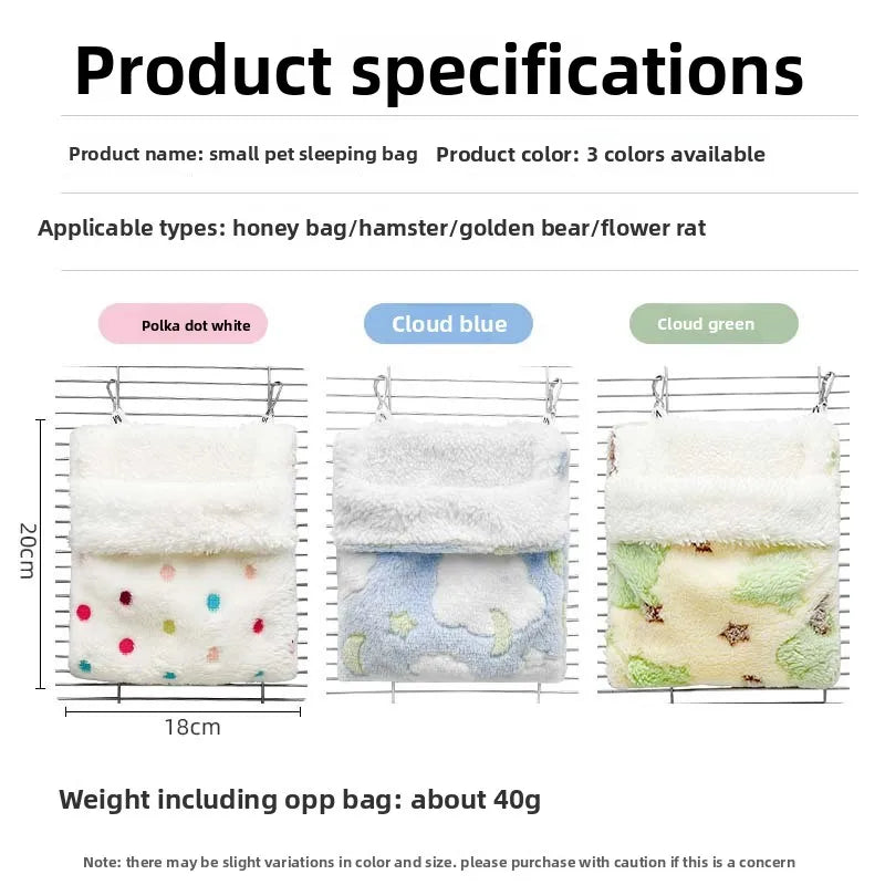 Plush Hammock Pet Swing Bag Warm Rat Sleeping Bag Cloud Pattern Sugar Gliders Sleeping Pouch Soft Comfortable Hamster  Cages