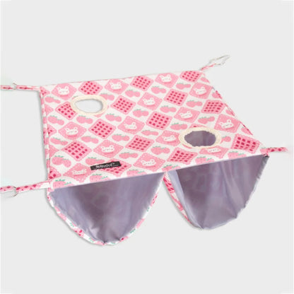 Cartoon Pattern Hanging Ferret Hammock Waterproof Breathable Hamster Nest Multi-Sided Opening Double Layer Hammock For Pet Cage
