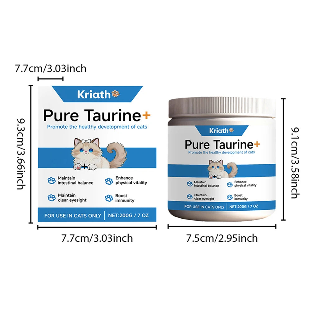 Taurine Powder For Cats Kittys Heart-Vision Daily Well-Ness Gentle On Sensitive Stomachs Cat Nutrient Supplement For Cat Food