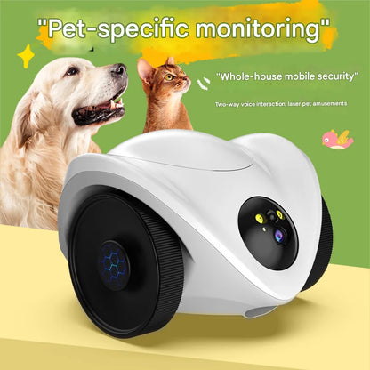 Whole House Mobile Walking Robot with Security Smart Camera for Specific Pet Monitoring & Playing With Remote Laser & Feeding