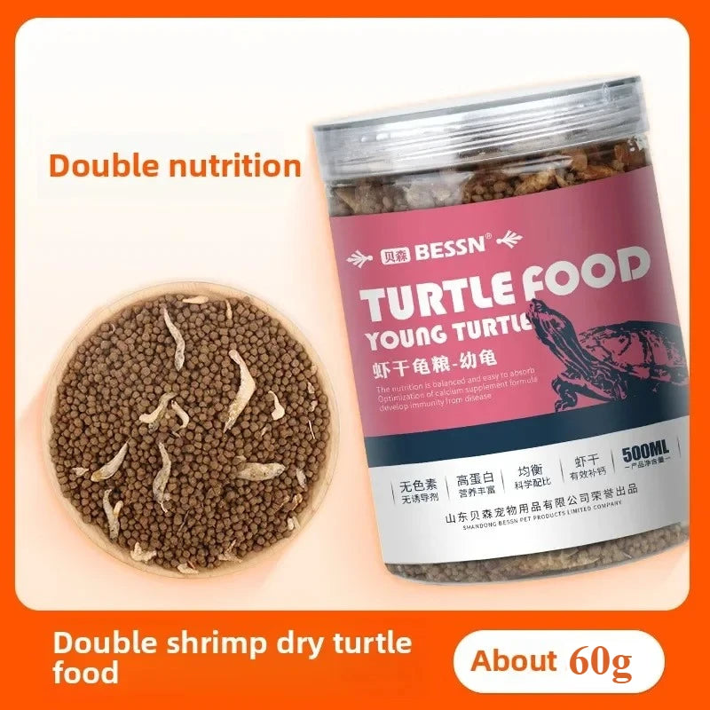 Premium Turtle Food-Dried Shrimp, Mealworms, Freeze-Dried Fish & Insects for Aquatic Turtles, Baby Turtles, and Snapping Turtles