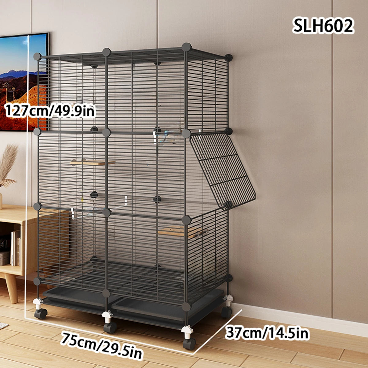 Large Bird Cage with Toilet Breeding Cage Suitable for Mynas, Budgerigars, Cockatiels, Finches, Thrushes, Multi-Layer Iron Bird Nest