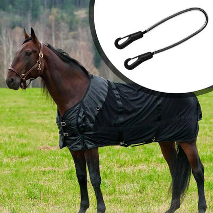 Elastic Horse Blanket Straps with Double Ended Clips Adjustable Length 21" to 28" Stretchy Leg Straps for Horse Blanket