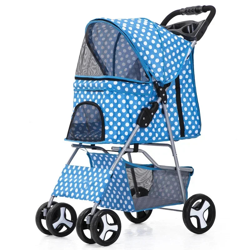 Pet Stroller Lightweight Folding Universal Wheel Cat Dog Travel Breathable Pet Stroller Outdoor Stroller for Small Medium Pets