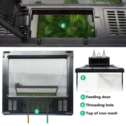 Black Vertical Small Glass Reptile Terrarium/tank/aquarium Bearded Dragon Lizard Cage Tropical Rainforest Ecological Landscape