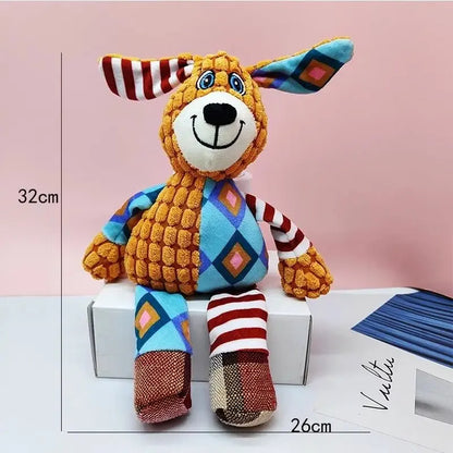 Pet Plush Toy Cat Dog Interactive Teething Toys Cute Animal Style Bite Resistant Squeaky Teeth Cleaning Chew Toy Pet Supplies