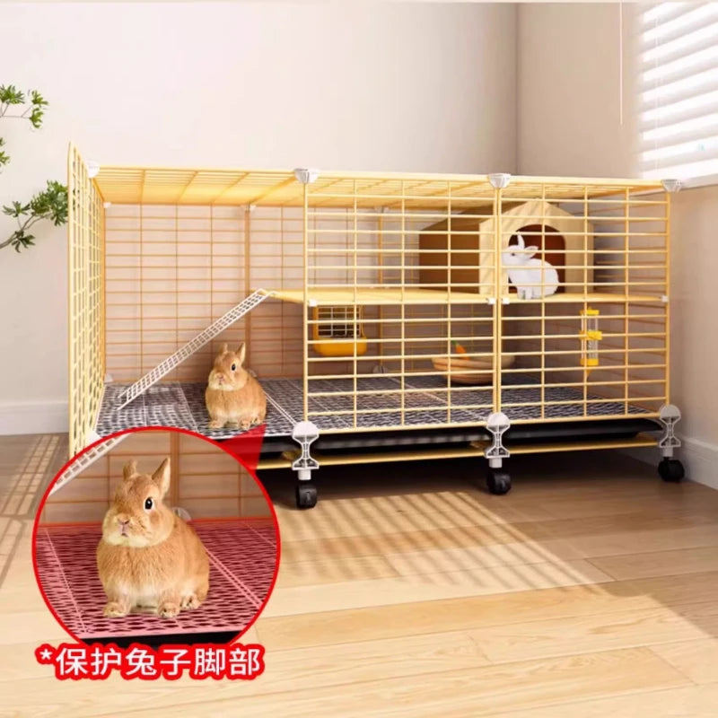 Large Two-Story Rabbit Cage Metal Wire Pet Hutch with Removable Tray Home Bunny House for Indoor Spacious Habitat for Rabbit