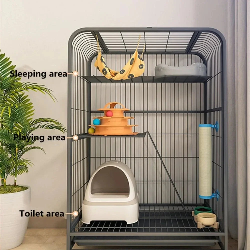 Window Openable Mesh Cat Cages Creative Pet Villa Duplex Luxury Cat Dog House Durable Metal Pet Room Modern Minimalist Doghouse