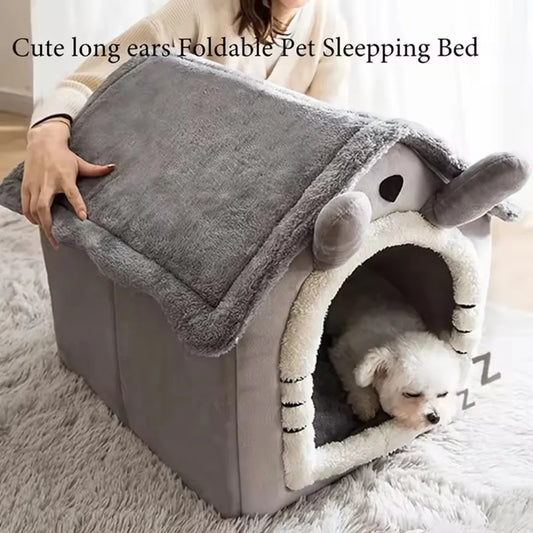 Plush Dog House Soft Pet Bed Warm Dog Cat Nest Removable Four Season Universal Cushion Puppy Cave House Household Pet Supplies