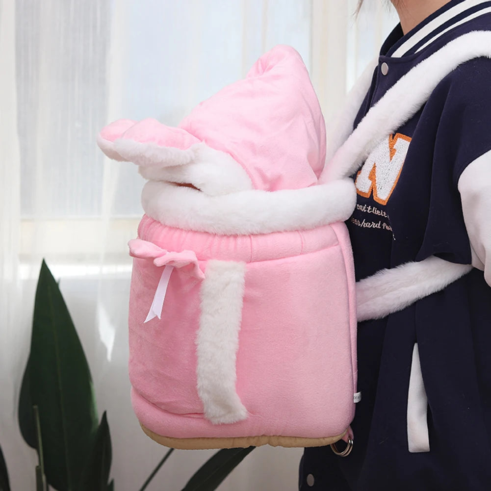 Winter Warm Cat Backpack Soft Cozy Cute Plush Pets Cage All In 1 Style Cat Bag Carrier Bag For Outdoor Travel Pet Accessories