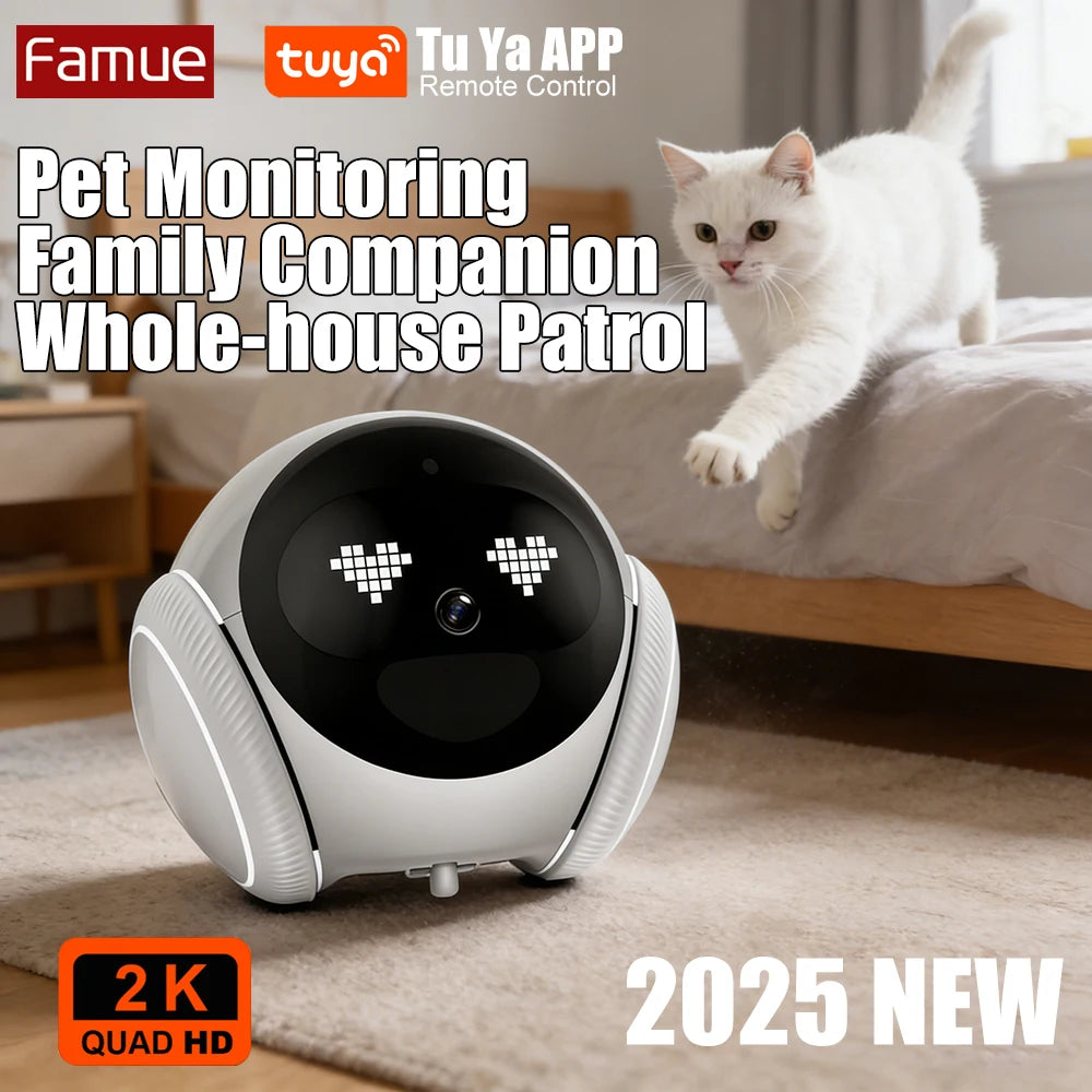 Famue Home Security Robot for Elderly & Kids – Auto Charging Smart Camera with IR Night Vision, Two-Way Audio and Full House
