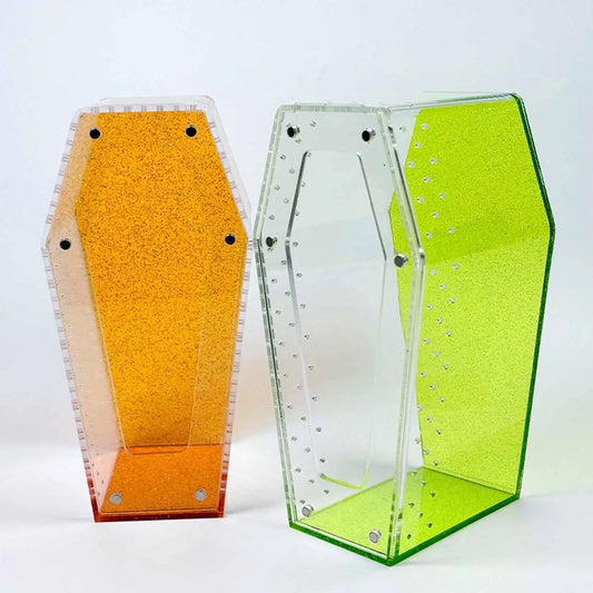 Acrylic Vertical Spider Enclosure Small Reptile Terrarium Box Coffin Shape Tank Accessories for Jumping Spider Breeding