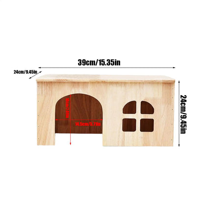 Bunny House Indoor Wooden Pet Cage window Door Ventilated Bunny Hut for Hamster Gerbil Chinchilla Hedgehog Ferret Resting