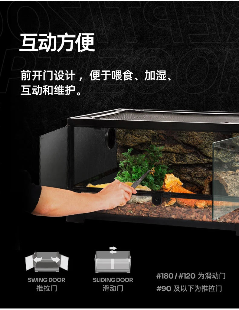‌Premium Glass Reptile Terrarium - Chameleon & Lizard Habitat, Ventilated Vivarium with UVB Light, Waterproof Frog Enclosure