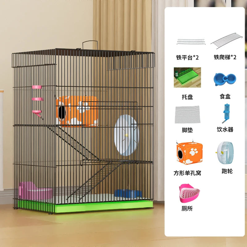 ‌3-Tier Extra Large Small Pet Cage - Sugar Glider Ferret-Proof Habitat, Multi-Level Rat Mansion Villa, Chew-Proof Removable Tray