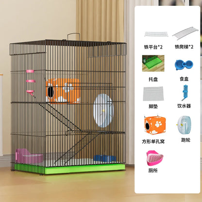 ‌3-Tier Extra Large Small Pet Cage - Sugar Glider Ferret-Proof Habitat, Multi-Level Rat Mansion Villa, Chew-Proof Removable Tray