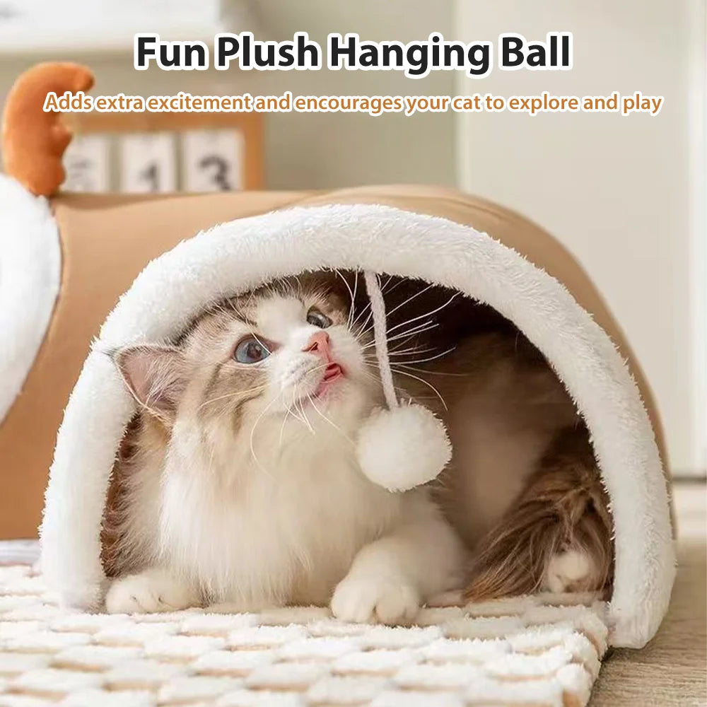 Cat Bed Tunnel Cat Play Tunnel Warm Shelter Tent House Toys for Dog Pet Animal Indoor Outdoor Wall-Corner Games Outside