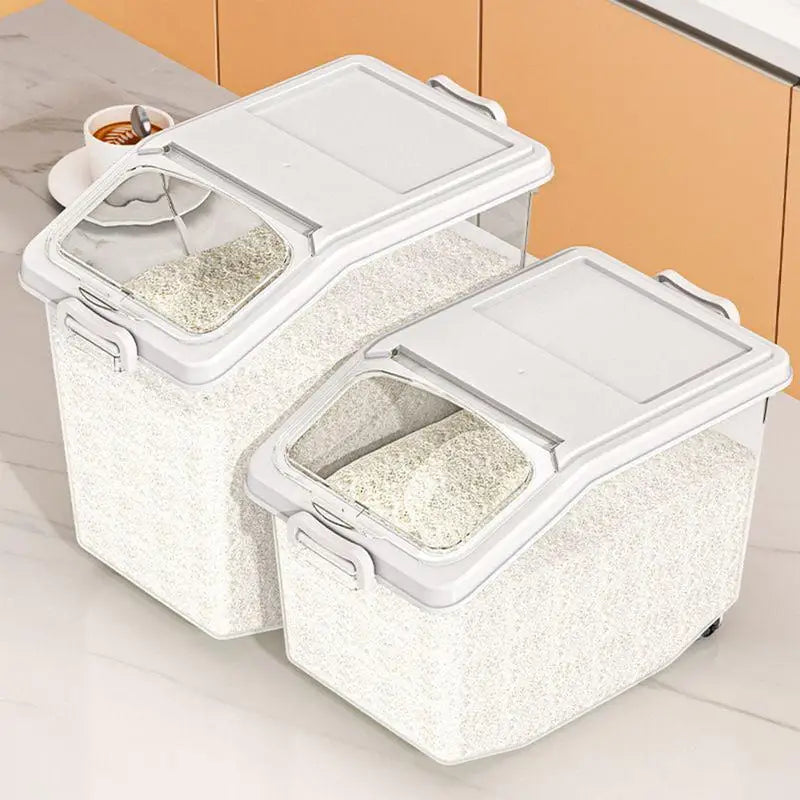 2pcs Kitchen Rice Storage Box Insect Proof and Moisture Proof Dispenser Flour Cereal Bucket Kitchen Organizer Food Container