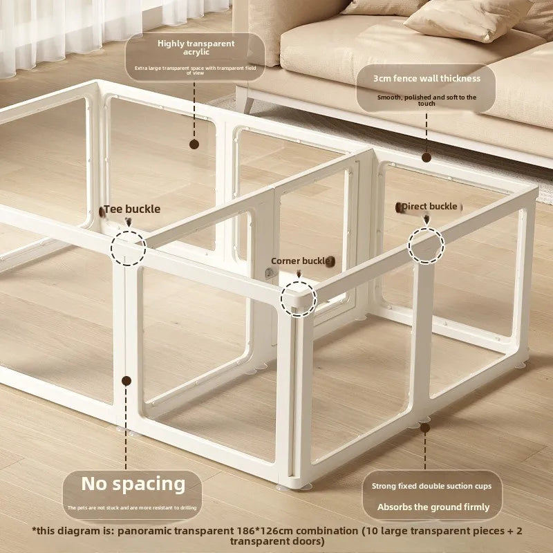 DIY Free Combination Pet Fence Fully Transparent Acrylic Small Dog Indoor Home Dog House Balcony Safety Fence Pet Furniture