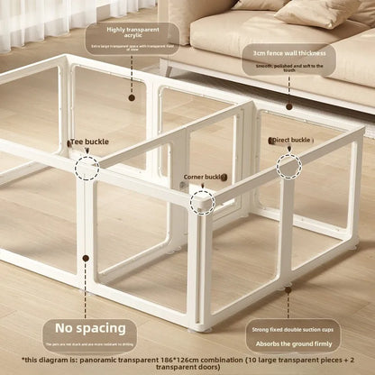 DIY Free Combination Pet Fence Fully Transparent Acrylic Small Dog Indoor Home Dog House Balcony Safety Fence Pet Furniture