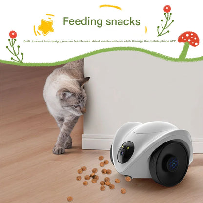 Whole House Mobile Walking Robot with Security Smart Camera for Specific Pet Monitoring & Playing With Remote Laser & Feeding