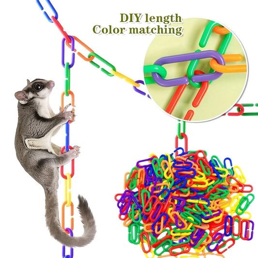 Sugar Glider Climbing Rope Swing DIY Pet Climbing Rope Sugar Glider Gliding Training Supplies Plastic Chain Link Bird Toys