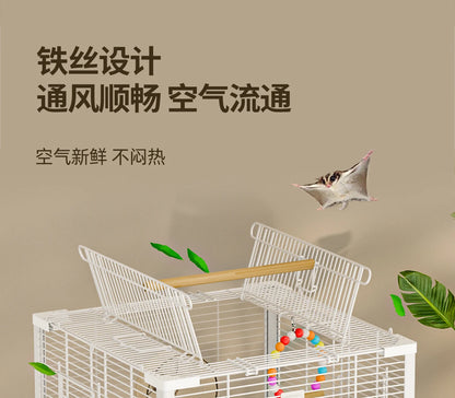 Large Sugar Glider Cage -Vertical Wire Rat & Flying Squirrel Habitat Anti-Splash Escape-Proof Design Easy Clean Luxury Enclosure
