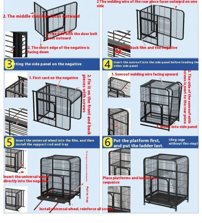 Window Openable Mesh Cat Cages Creative Pet Villa Duplex Luxury Cat Dog House Durable Metal Pet Room Modern Minimalist Doghouse