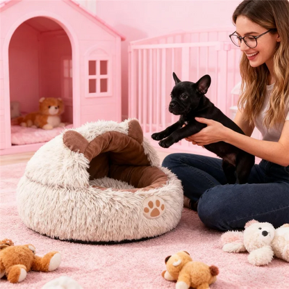 AA81-Cat Bed Cave Covered Cat Nest Small Dog Bed Warm Anti-Slip Nest Pet Supplies For Winter Animal Kitten Puppy Balcony