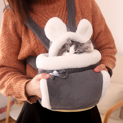 Winter Warm Cat Backpack Soft Cozy Cute Plush Pets Cage All In 1 Style Cat Bag Carrier Bag For Outdoor Travel Pet Accessories