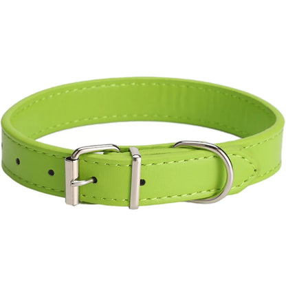 Leather Dog Cat Collar Soft Solid PU Collar For Small Medium Big Dogs Adjustable Puppy Neck Strap Colorful Cute Kitten Necklace