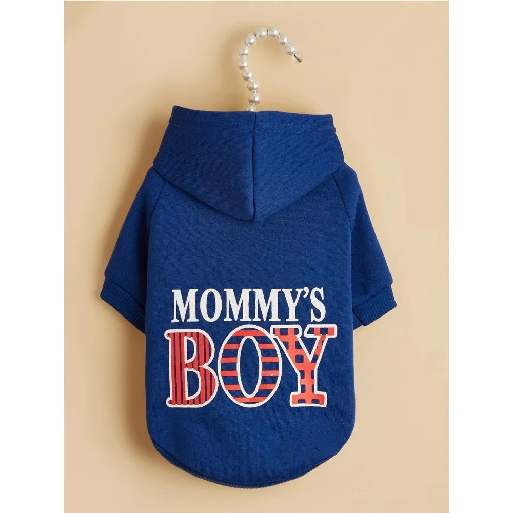 Pet Clothes for Dog Cat Puppy Hoodies Coat MOMMY'S BOY Sweatshirt Dog  Outfits for Small Medium Dog Cat