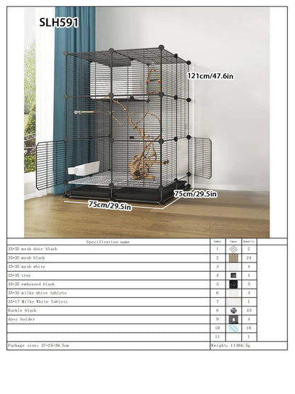 Large Bird Cage with Toilet Breeding Cage Suitable for Mynas, Budgerigars, Cockatiels, Finches, Thrushes, Multi-Layer Iron Bird Nest
