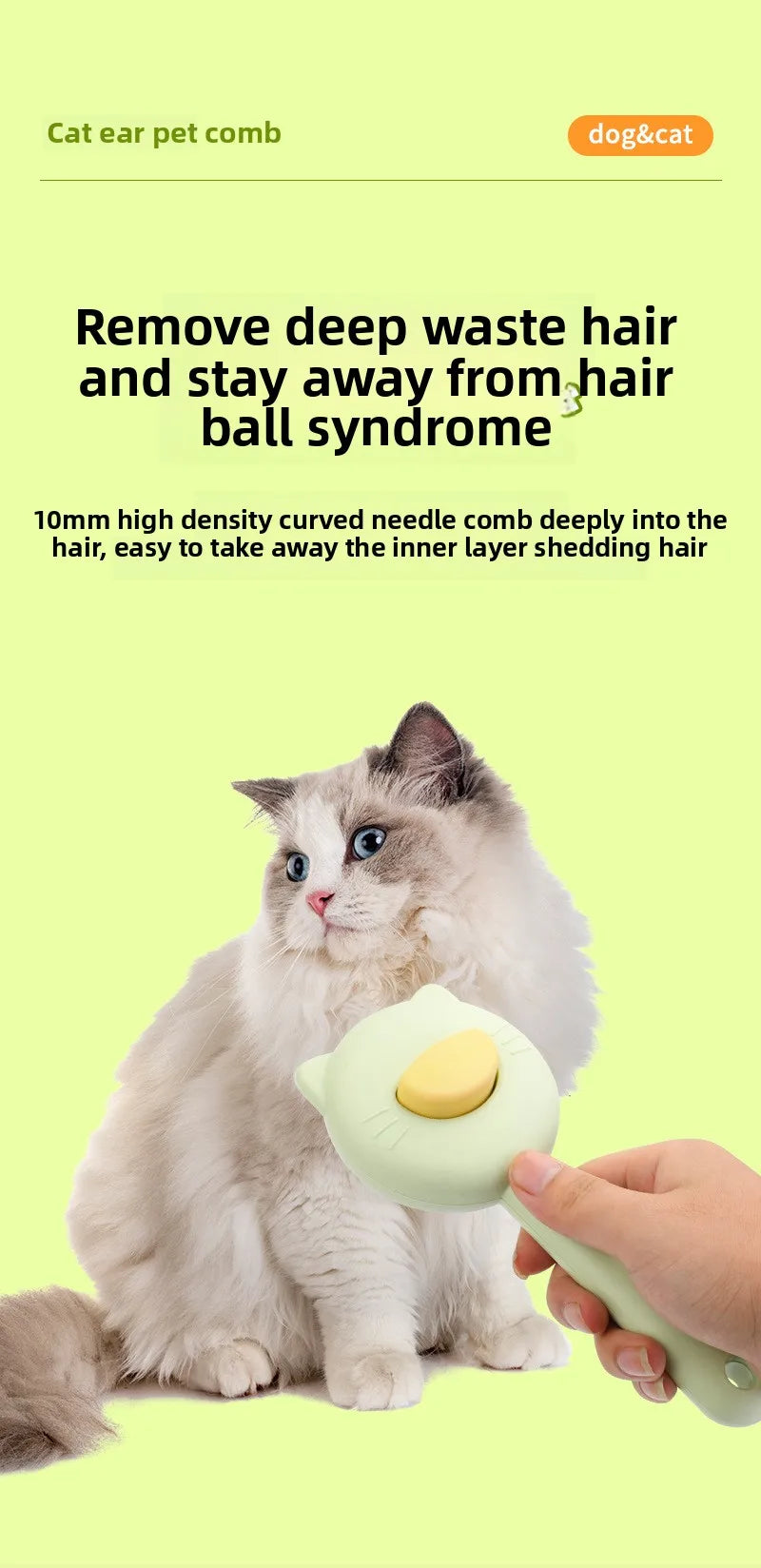 Cat Dog Grooming Brush Deshedding Tool for Loose Fur Removal Slicker Brush Pet Hair Care Essential