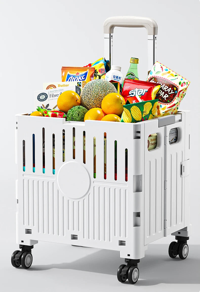 Plastic Foldable Pet Stroller Garden Camping Hand Trolley Carts Utility 4 Wheels Market Storage Mobile Alloy Rod Shopping Cart