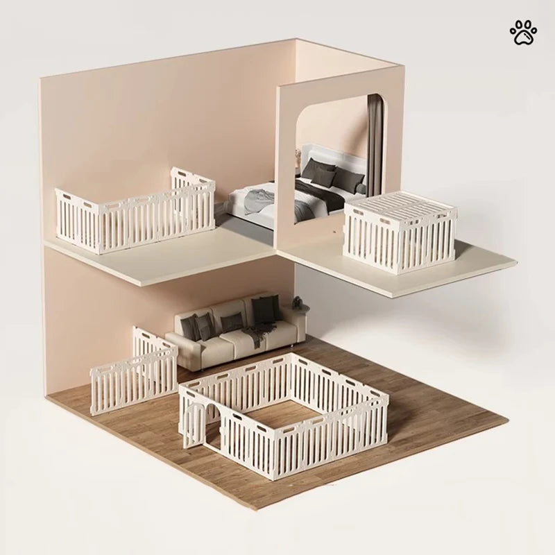 Large Space Dog House Isolation Protecting Dog Fences Indoor Dog Specific Fence Free DIY Assembly Pet Fence with Lid Design